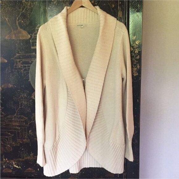 HAUTE HIPPIE Nude Ribbed Longline Chunky Blanket Cardigan M / L - Picture 2 of 10